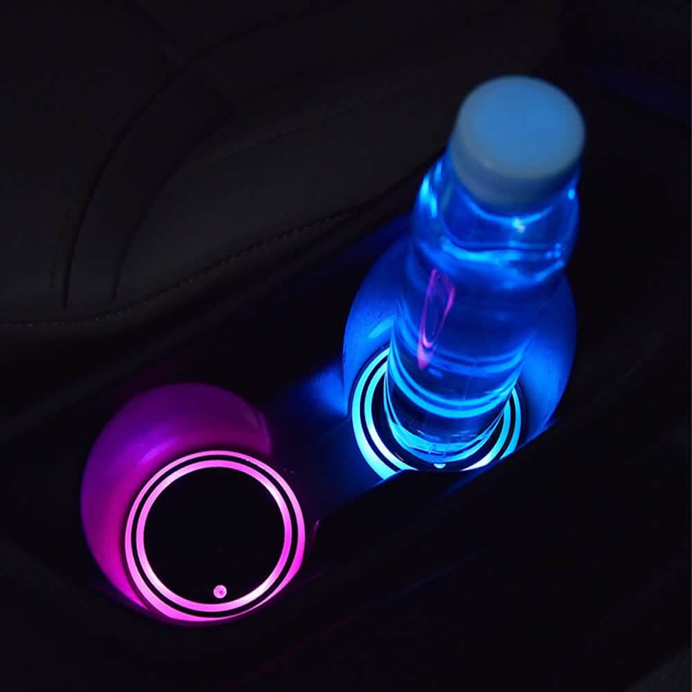 2er-Pack: LED-beleuchtete Auto-Getränkehalter-Untersetzer