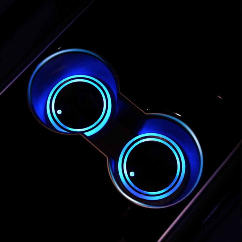 2er-Pack: LED-beleuchtete Auto-Getränkehalter-Untersetzer