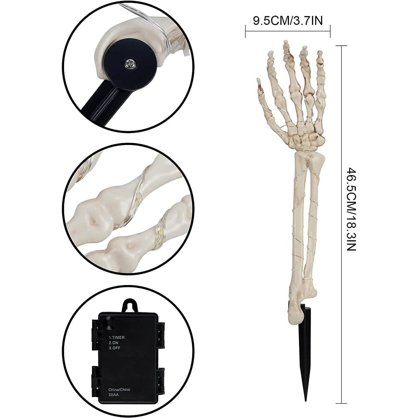 2er-Pack: Totenkopf-Armpfähle mit Beleuchtung
