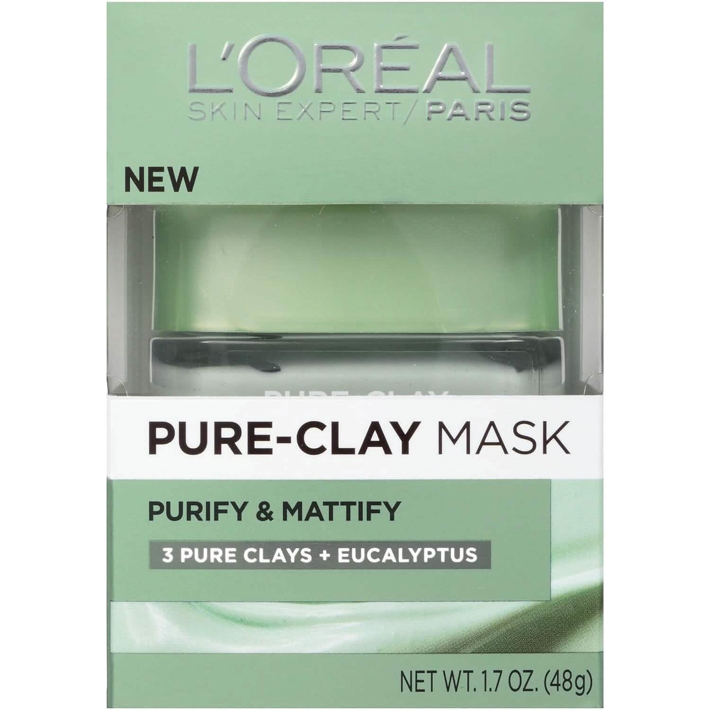 2er-Pack: L'Oréal Paris Skincare Pure-Clay Gesichtsmaske mit Eukalyptus für fettige und glänzende Haut zur Reinigung und Mattierung