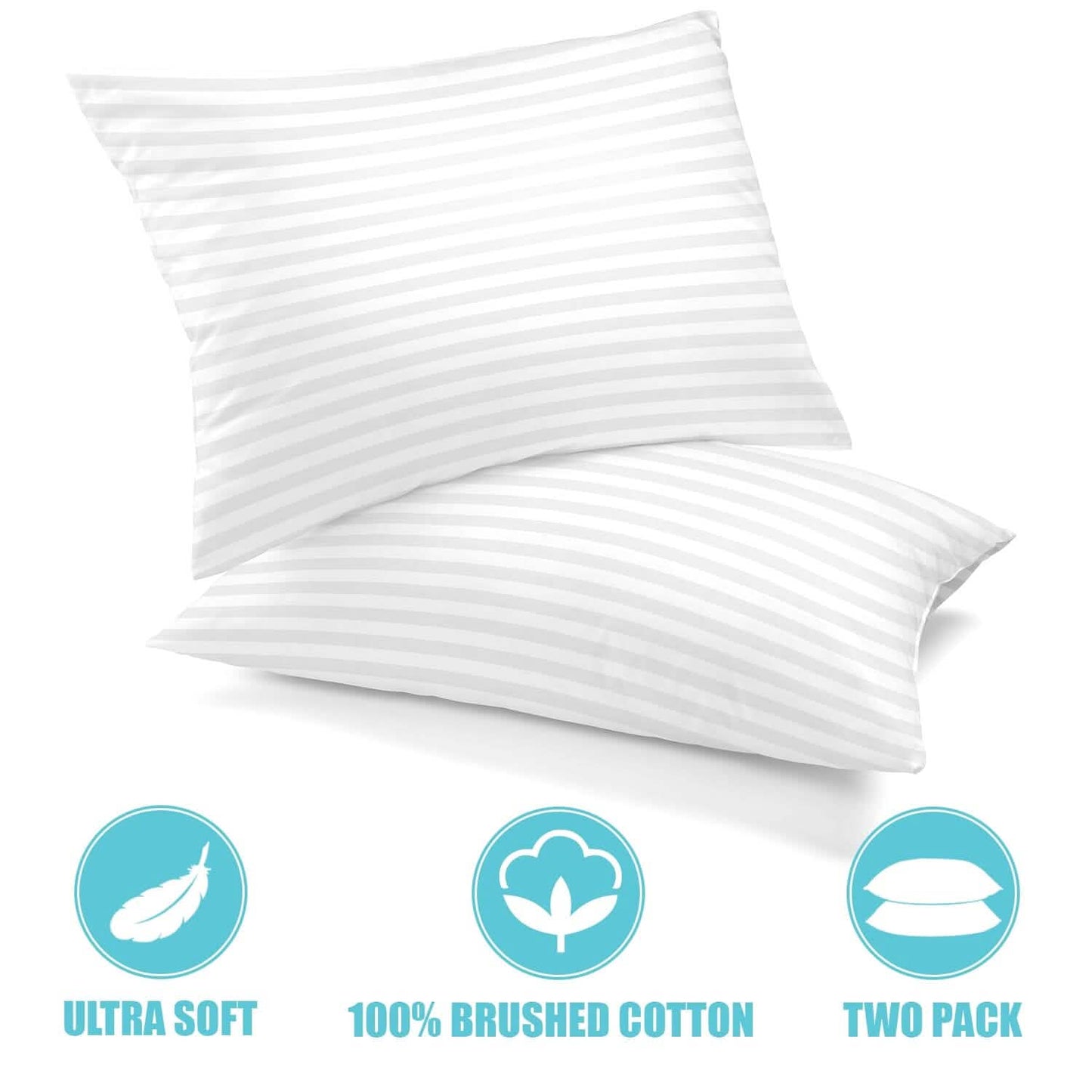 2er-Pack: Lux Decor Collection Baumwoll-Gestreiftes Kissen, Plüsch-Bettkissen-Set