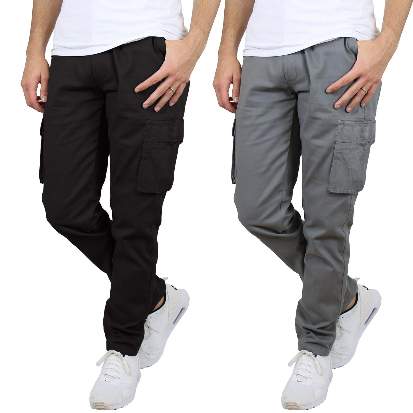 2er-Pack: Herren-Cargohose aus Baumwolle mit Gürtel