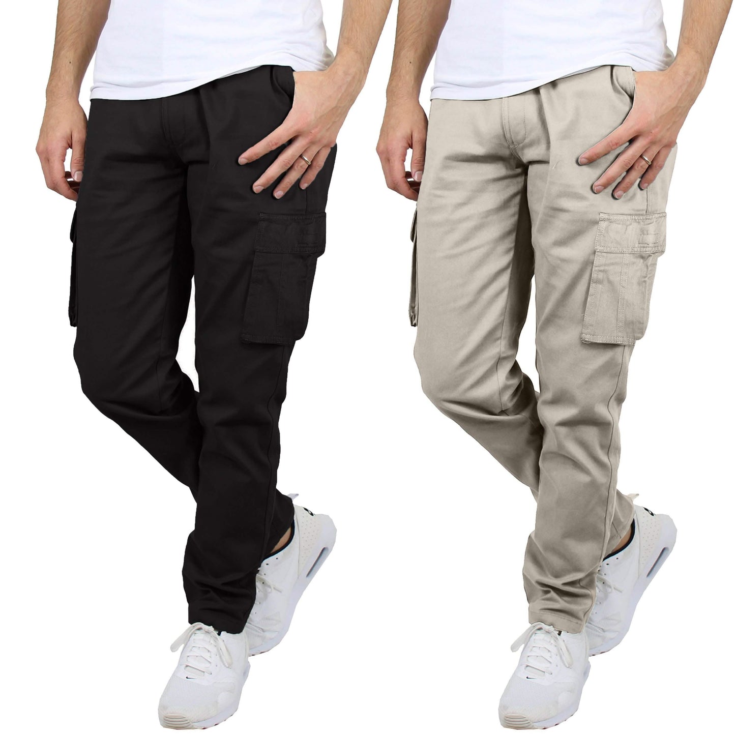 2er-Pack: Herren-Cargohose aus Baumwolle mit Gürtel