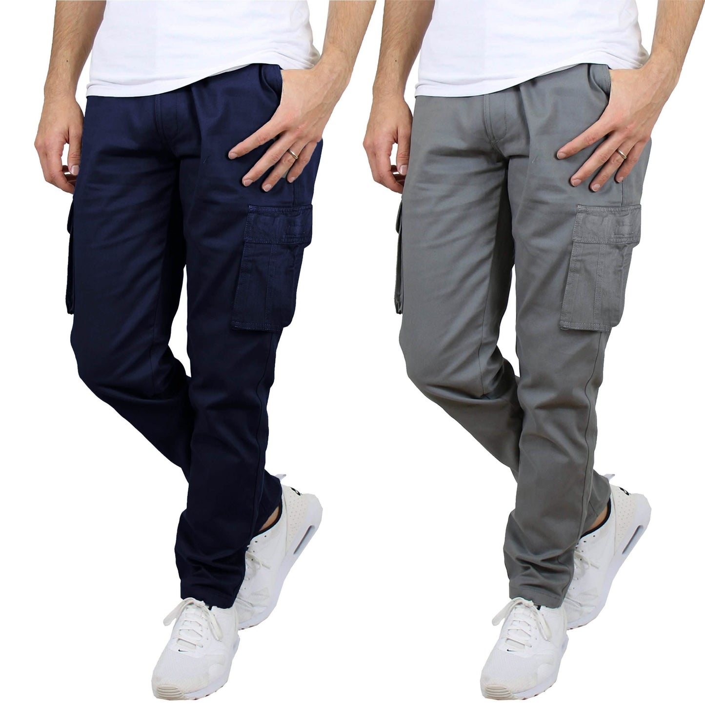 2er-Pack: Herren-Cargohose aus Baumwolle mit Gürtel
