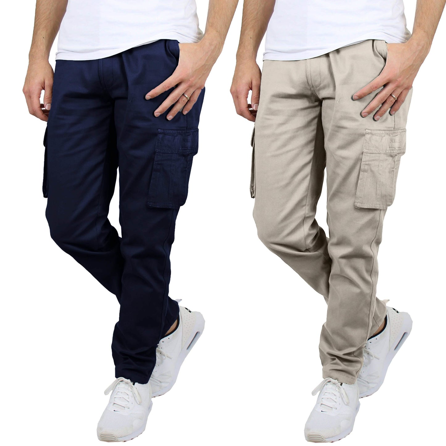 2er-Pack: Herren-Cargohose aus Baumwolle mit Gürtel