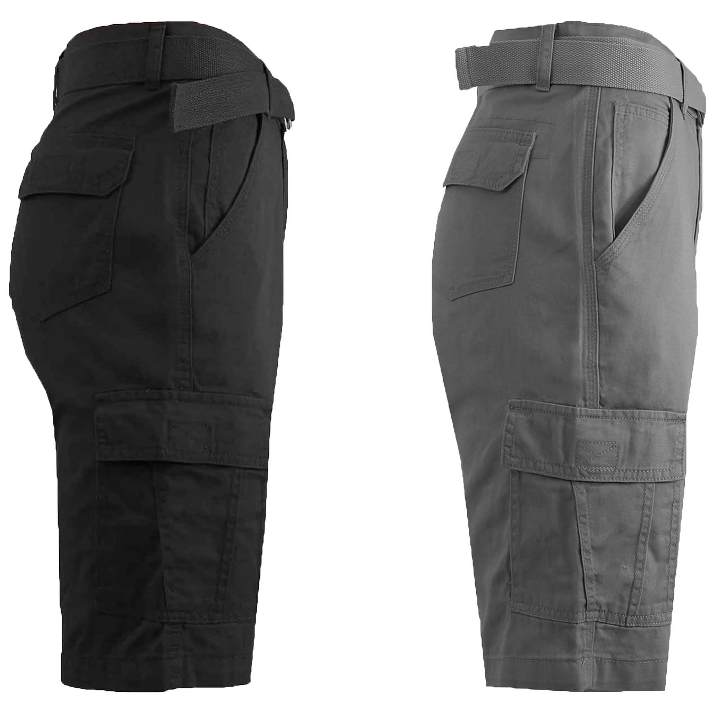 2er-Pack: Herren Baumwoll-Cargo-Shorts Klassik mit Gürtel