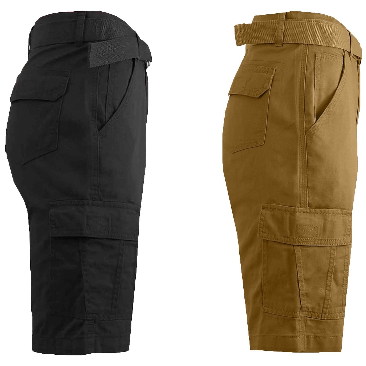 2er-Pack: Herren Baumwoll-Cargo-Shorts Klassik mit Gürtel
