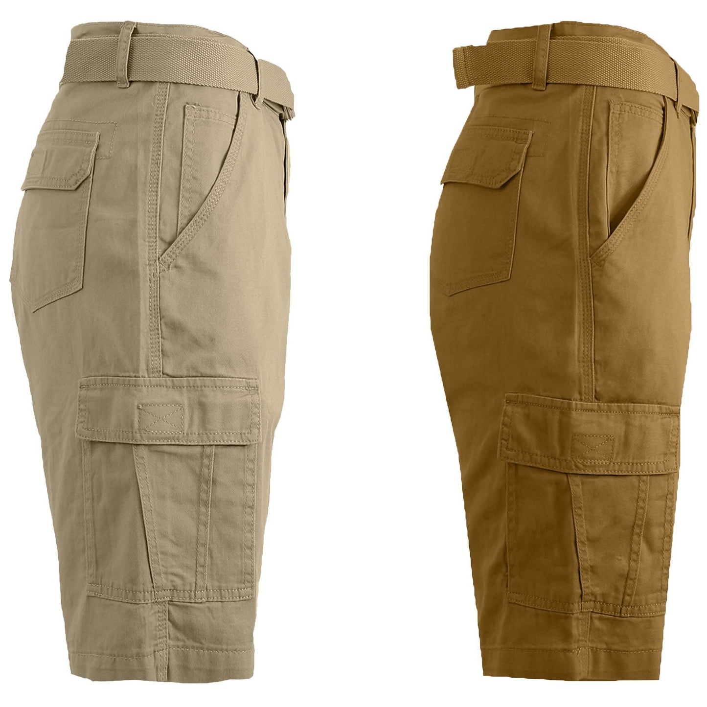 2er-Pack: Herren Baumwoll-Cargo-Shorts Klassik mit Gürtel