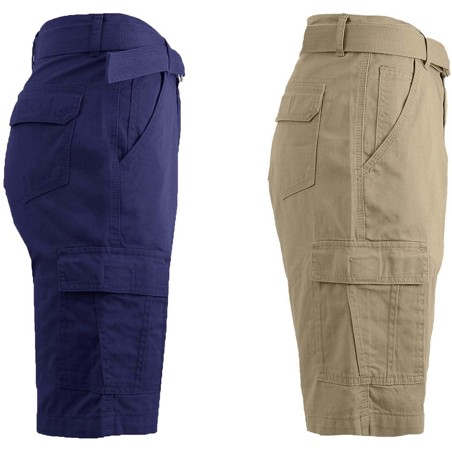 2er-Pack: Herren Baumwoll-Cargo-Shorts Klassik mit Gürtel