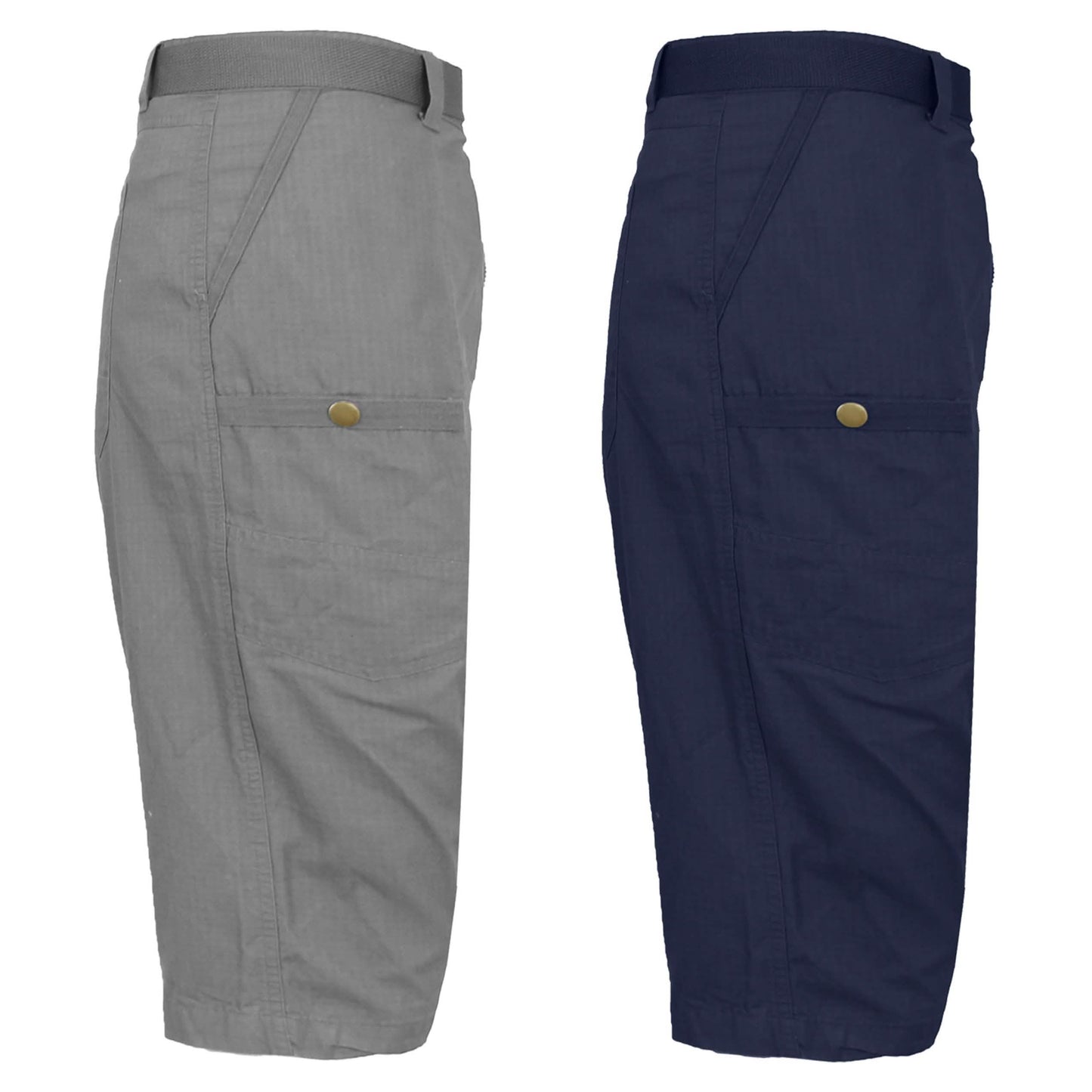 2er-Pack: Herren Tech Übergrößen Baumwoll Cargo Utility Gürtel Shorts
