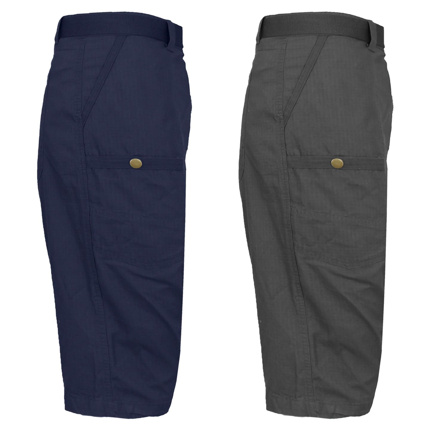 2er-Pack: Herren Tech Übergrößen Baumwoll Cargo Utility Gürtel Shorts