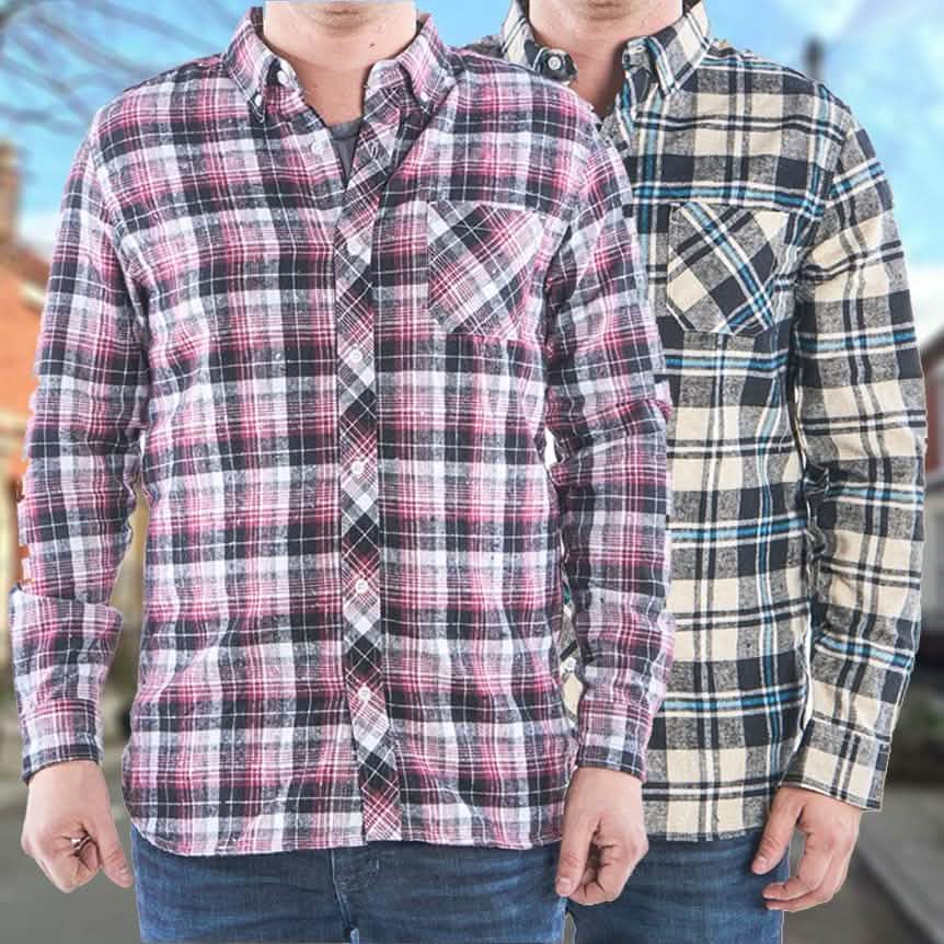 2er-Pack: Herren Flanell-Hemden mit 2 Taschen und Knöpfen – verschiedene Größen