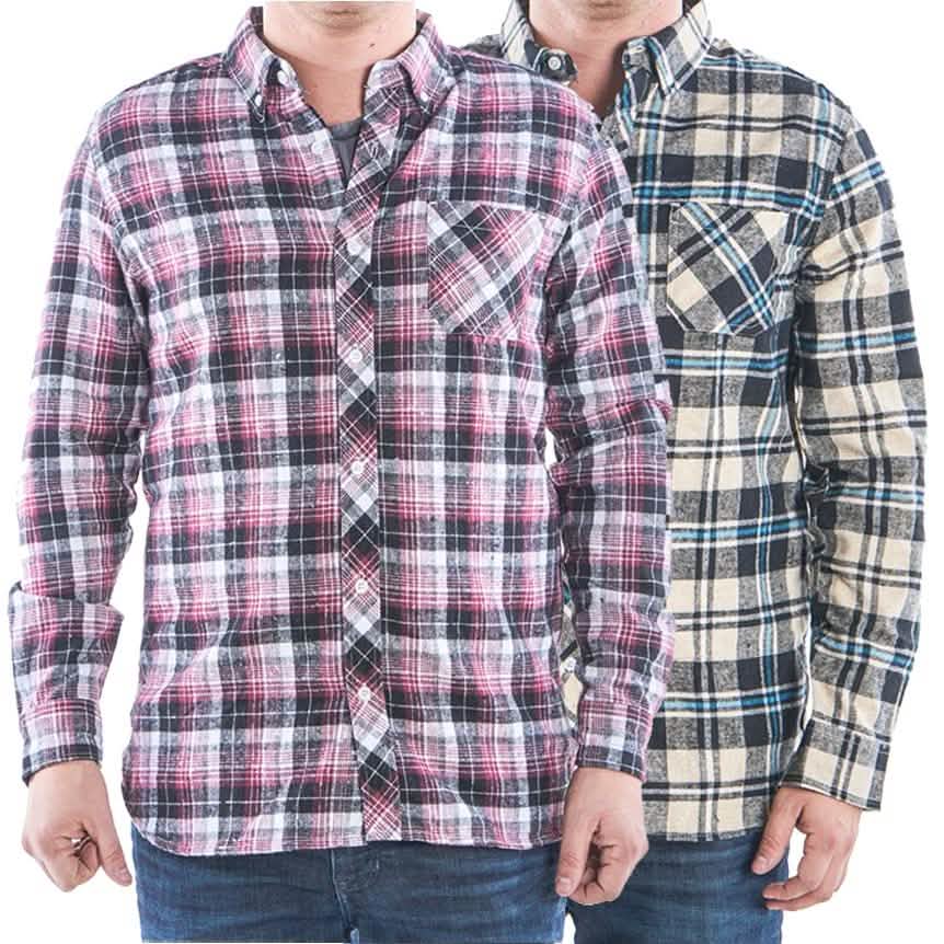 2er-Pack: Herren Flanell-Hemden mit 2 Taschen und Knöpfen – verschiedene Größen