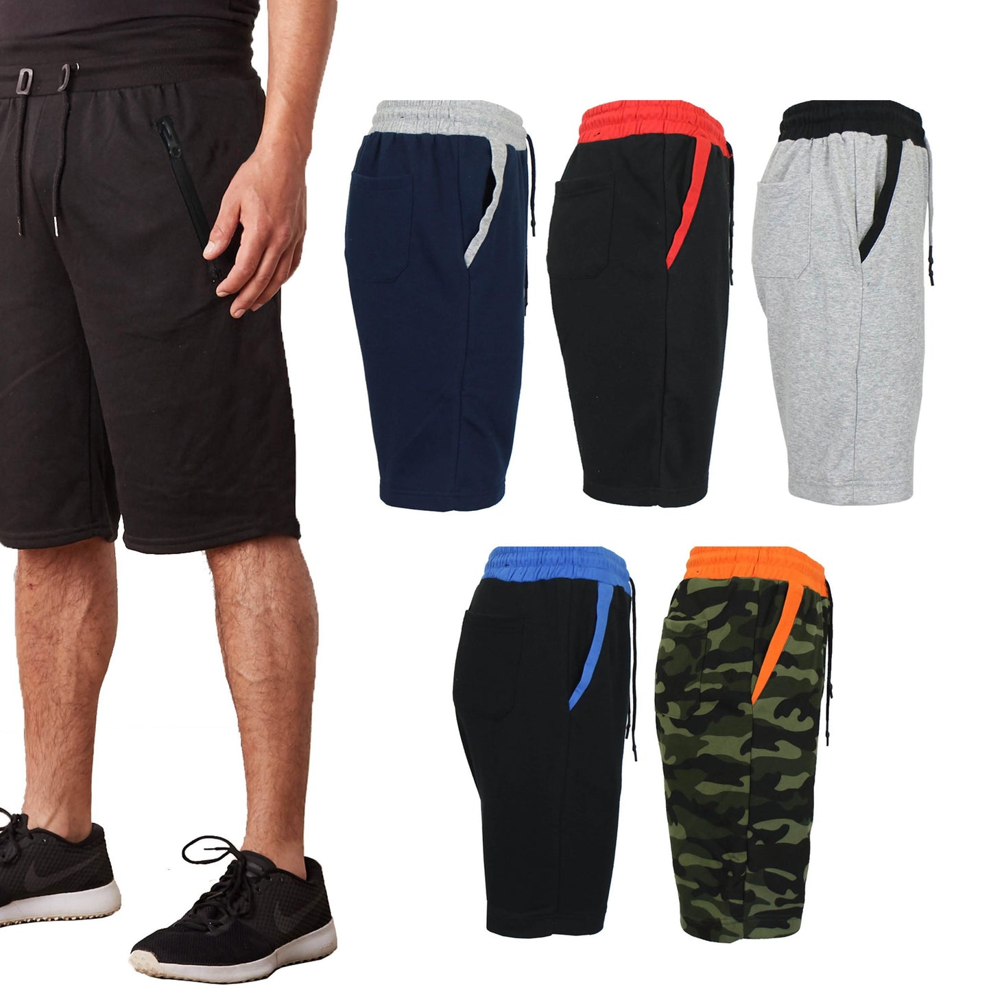 2er-Pack French Terry Joggershorts für Herren mit regulären Taschen