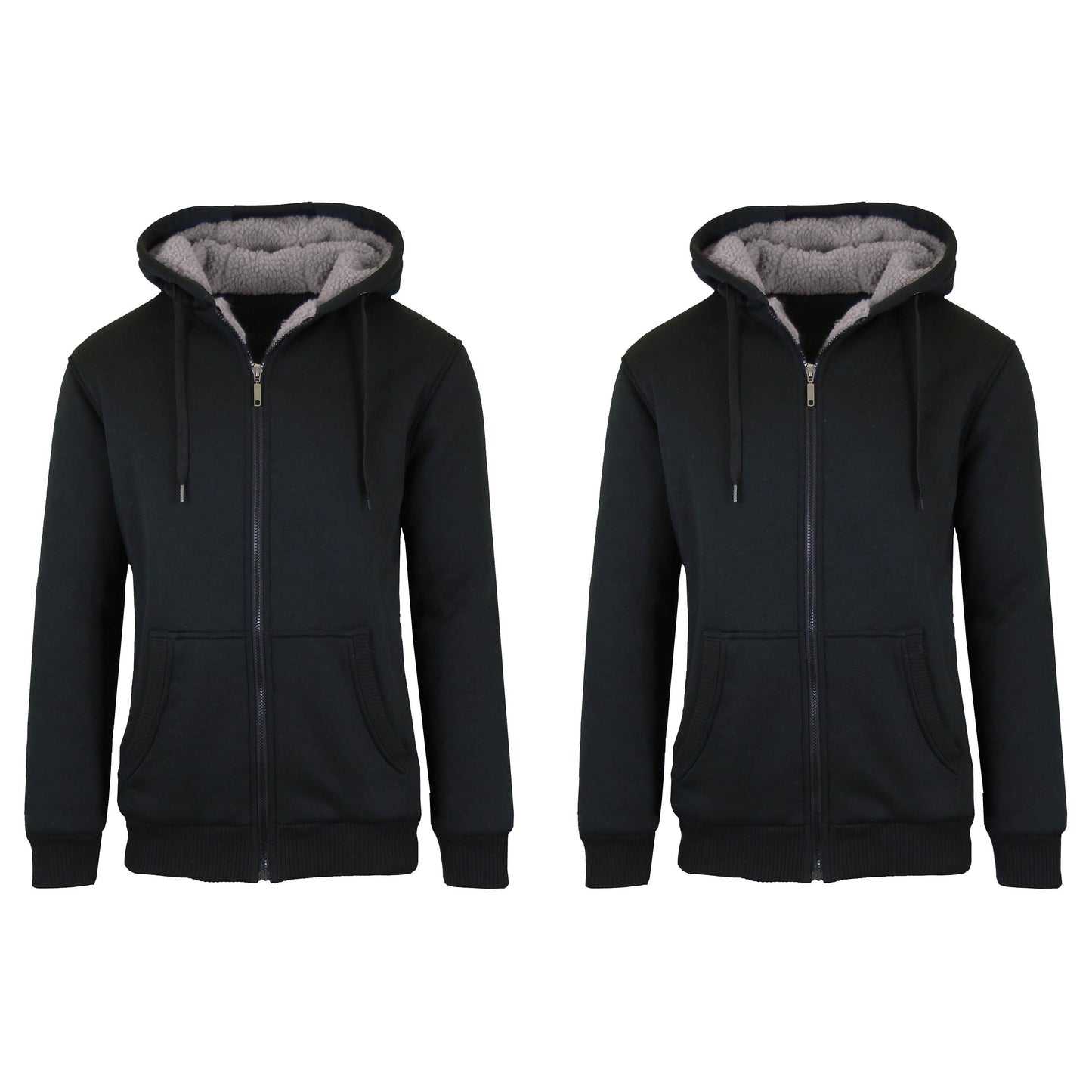 2er-Pack: Herren Kapuzenpullover mit Sherpa-Futter und Reißverschluss