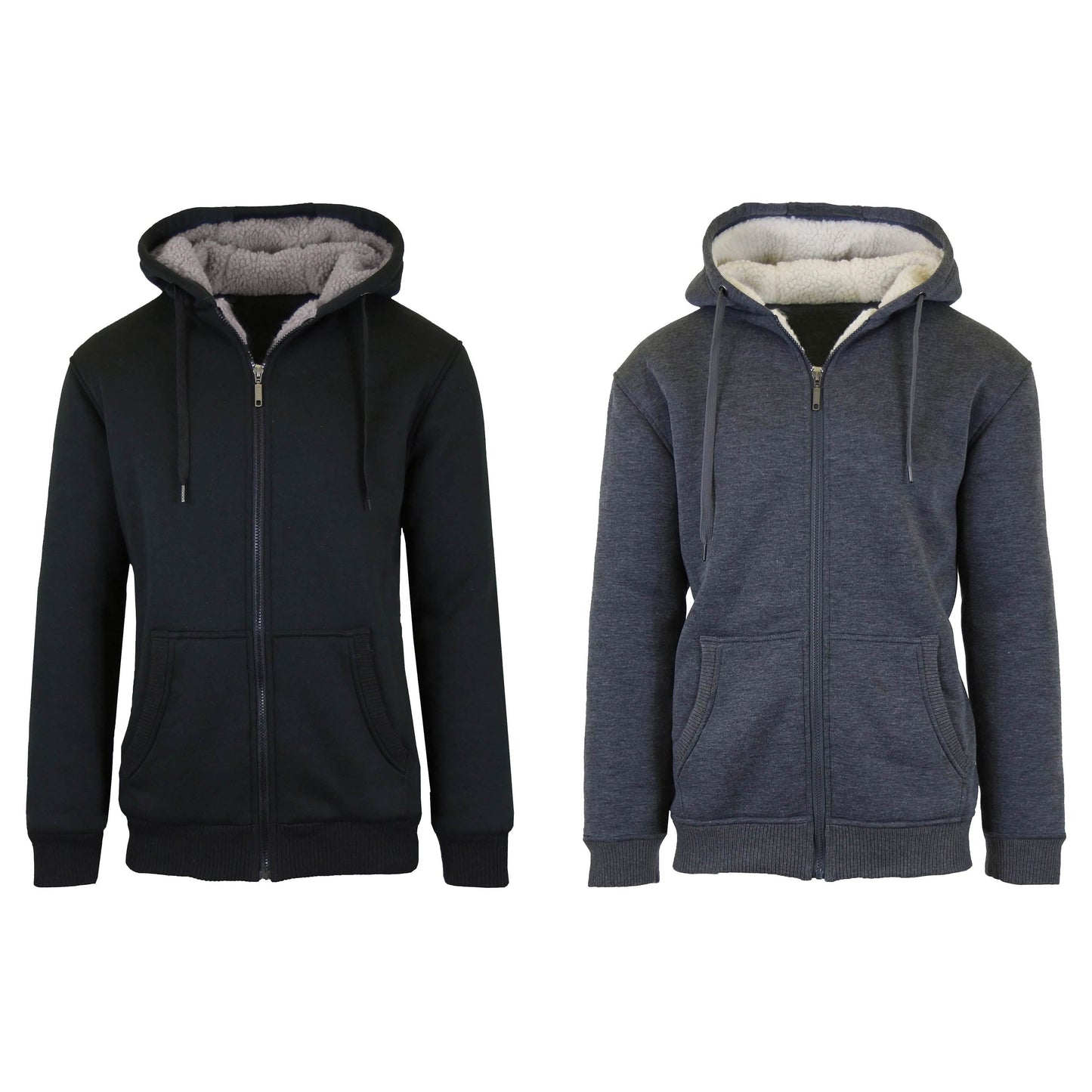 2er-Pack: Herren Kapuzenpullover mit Sherpa-Futter und Reißverschluss