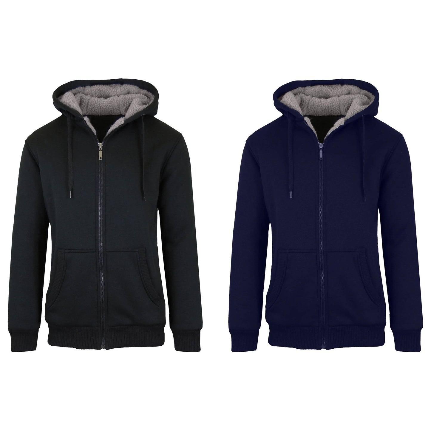 2er-Pack: Herren Kapuzenpullover mit Sherpa-Futter und Reißverschluss
