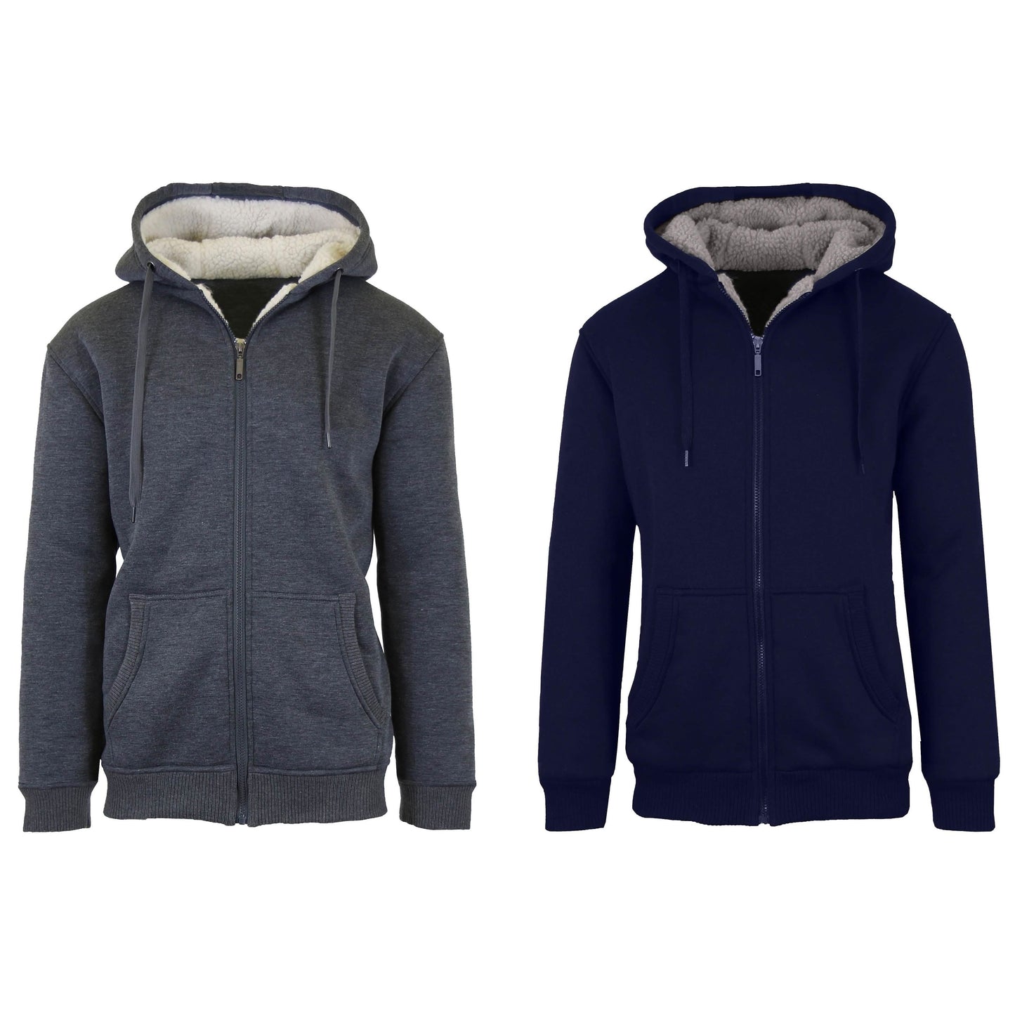 2er-Pack: Herren Kapuzenpullover mit Sherpa-Futter und Reißverschluss