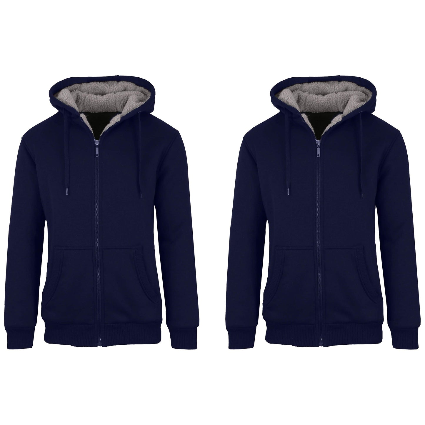 2er-Pack: Herren Kapuzenpullover mit Sherpa-Futter und Reißverschluss
