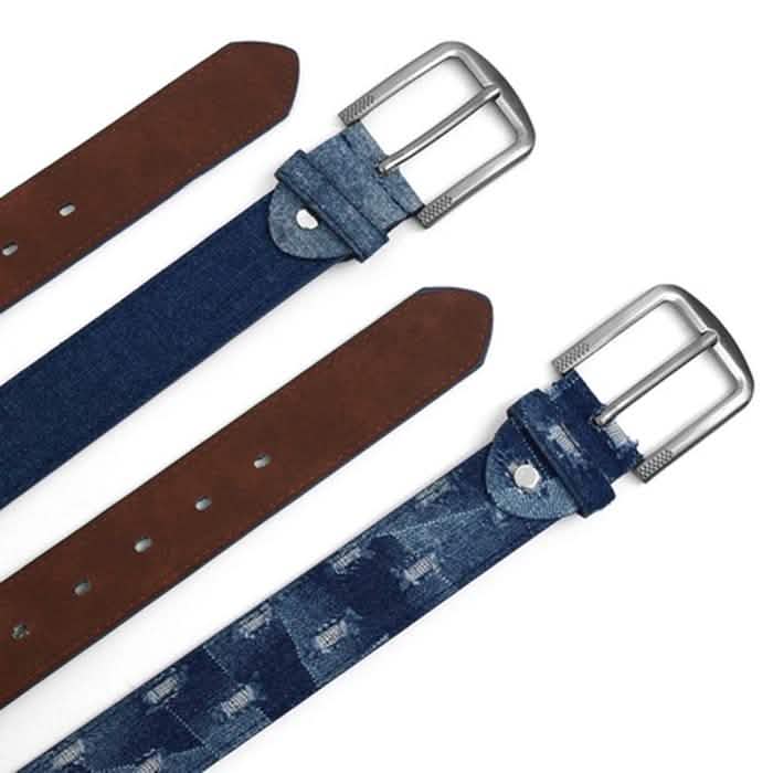 2er-Pack: Herren-Jeansgürtel aus gewaschenem Denim von Parquet – Größe: Small