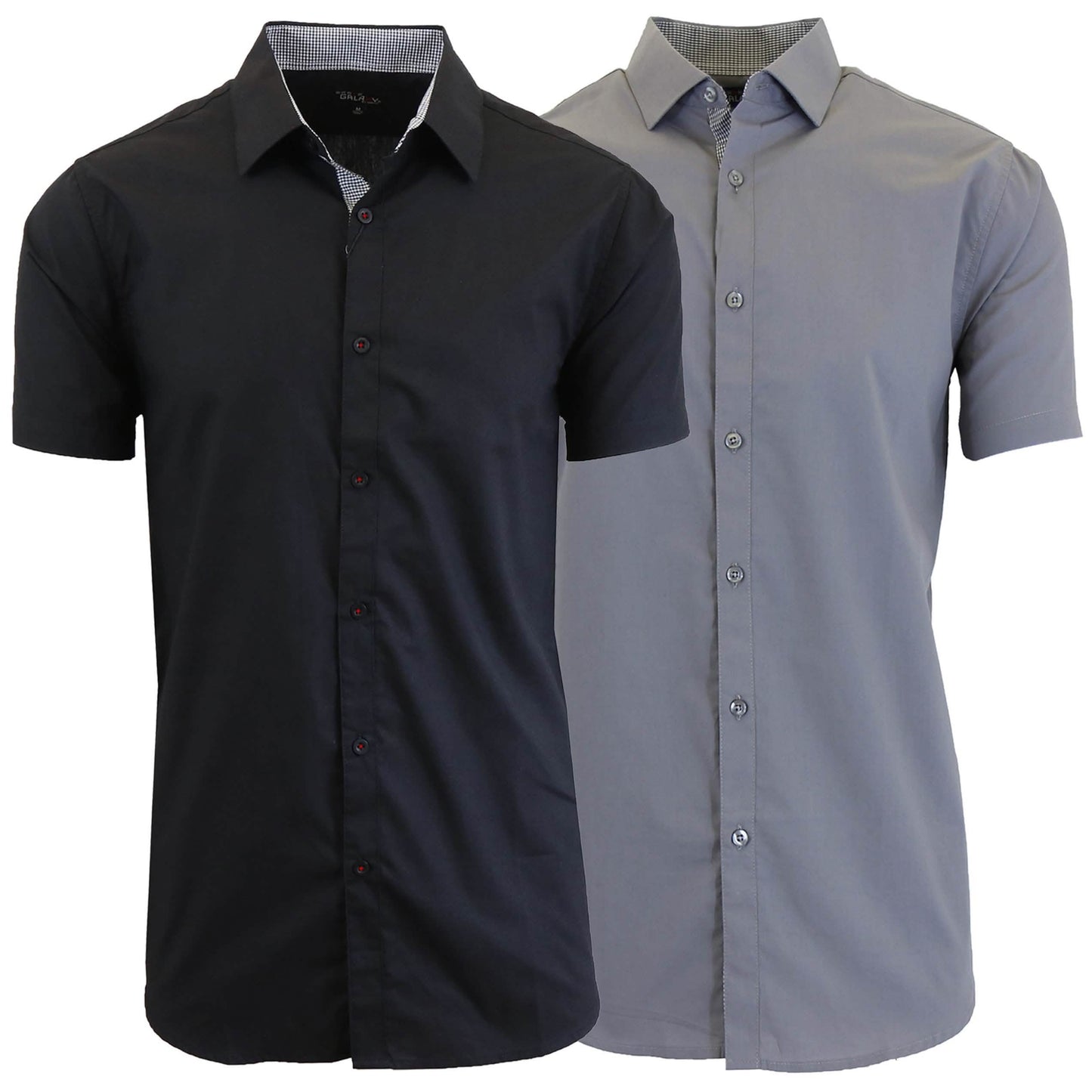 2er-Pack: Herren Slim Fit Kurzarm Hemden