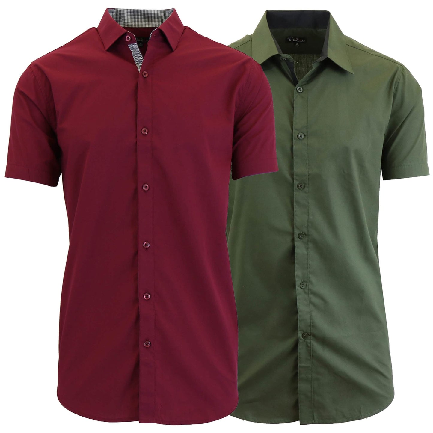 2er-Pack: Herren Slim Fit Kurzarm Hemden