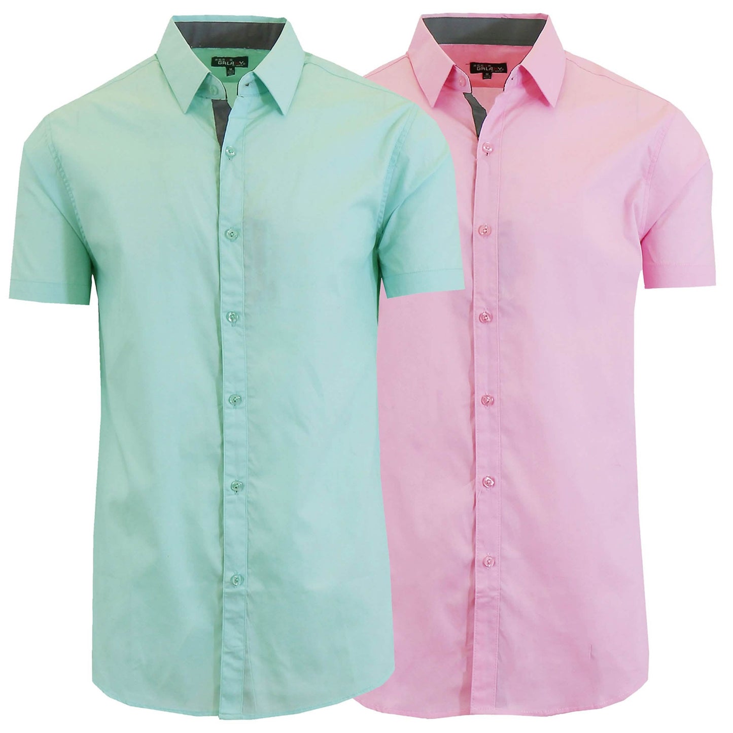 2er-Pack: Herren Slim Fit Kurzarm Hemden