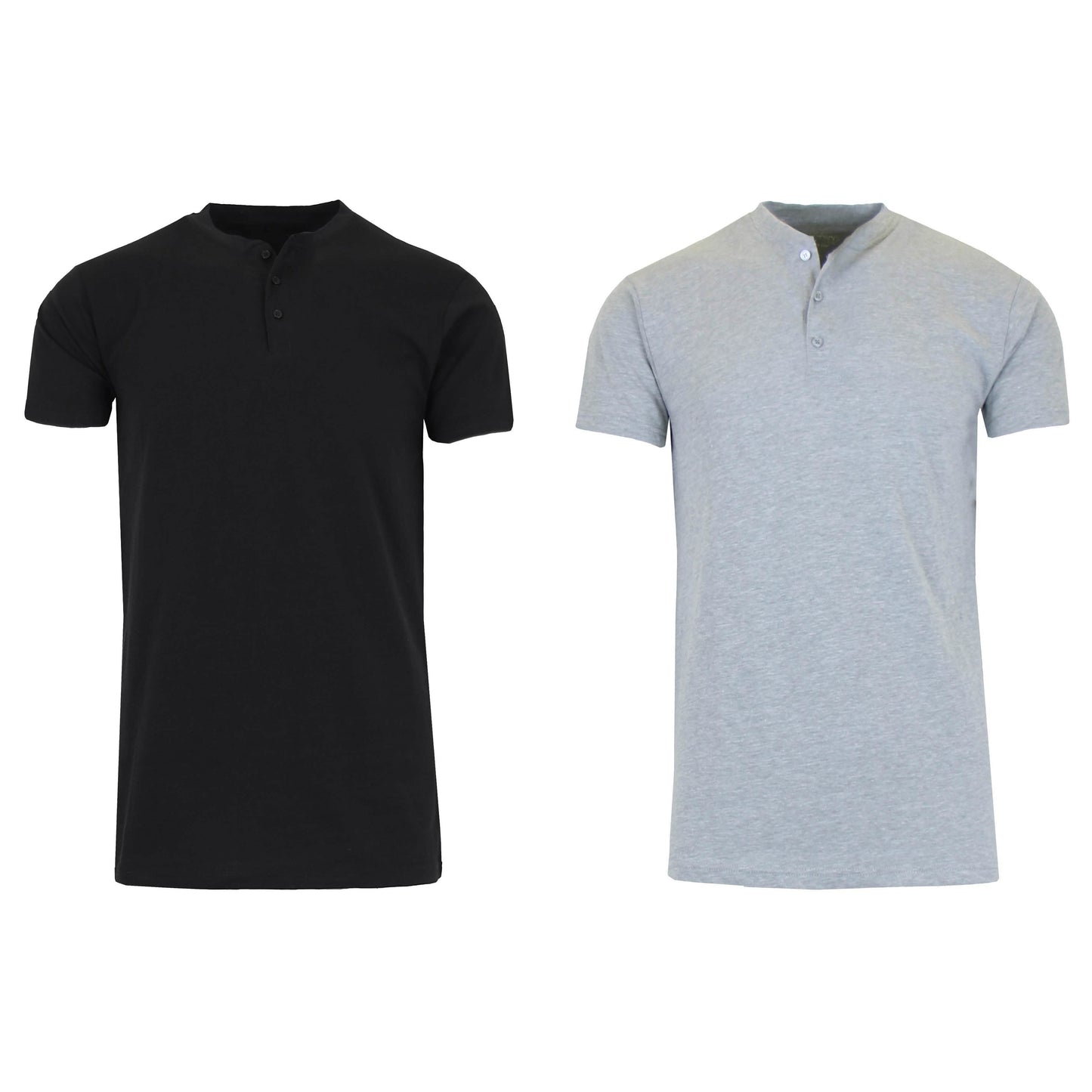 2er-Pack: Herren Slim Fit Kurzarm Henley Slub Tee
