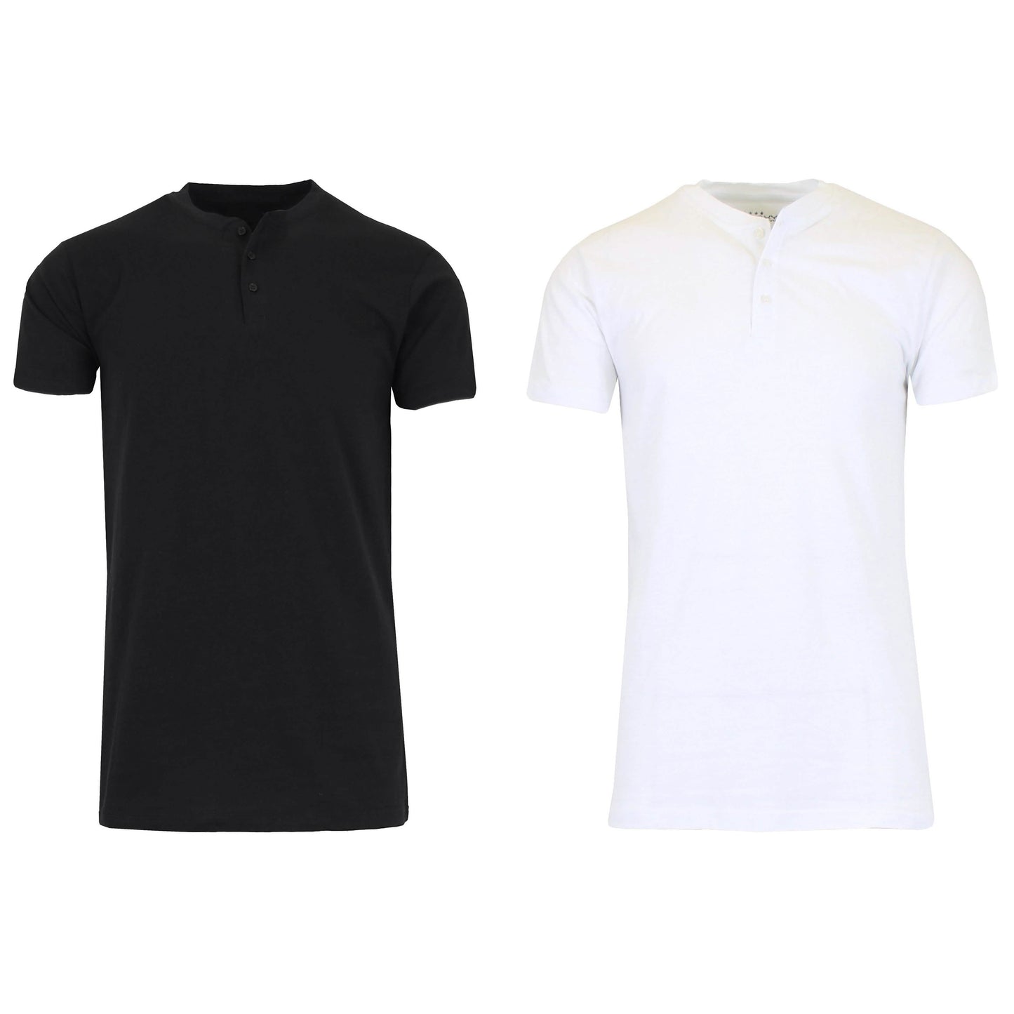 2er-Pack: Herren Slim Fit Kurzarm Henley Slub Tee