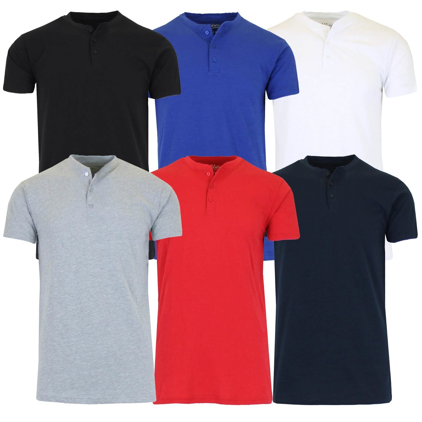 2er-Pack: Herren Slim Fit Kurzarm Henley Slub Tee