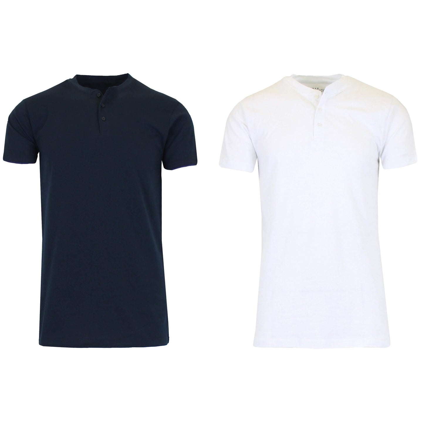 2er-Pack: Herren Slim Fit Kurzarm Henley Slub Tee