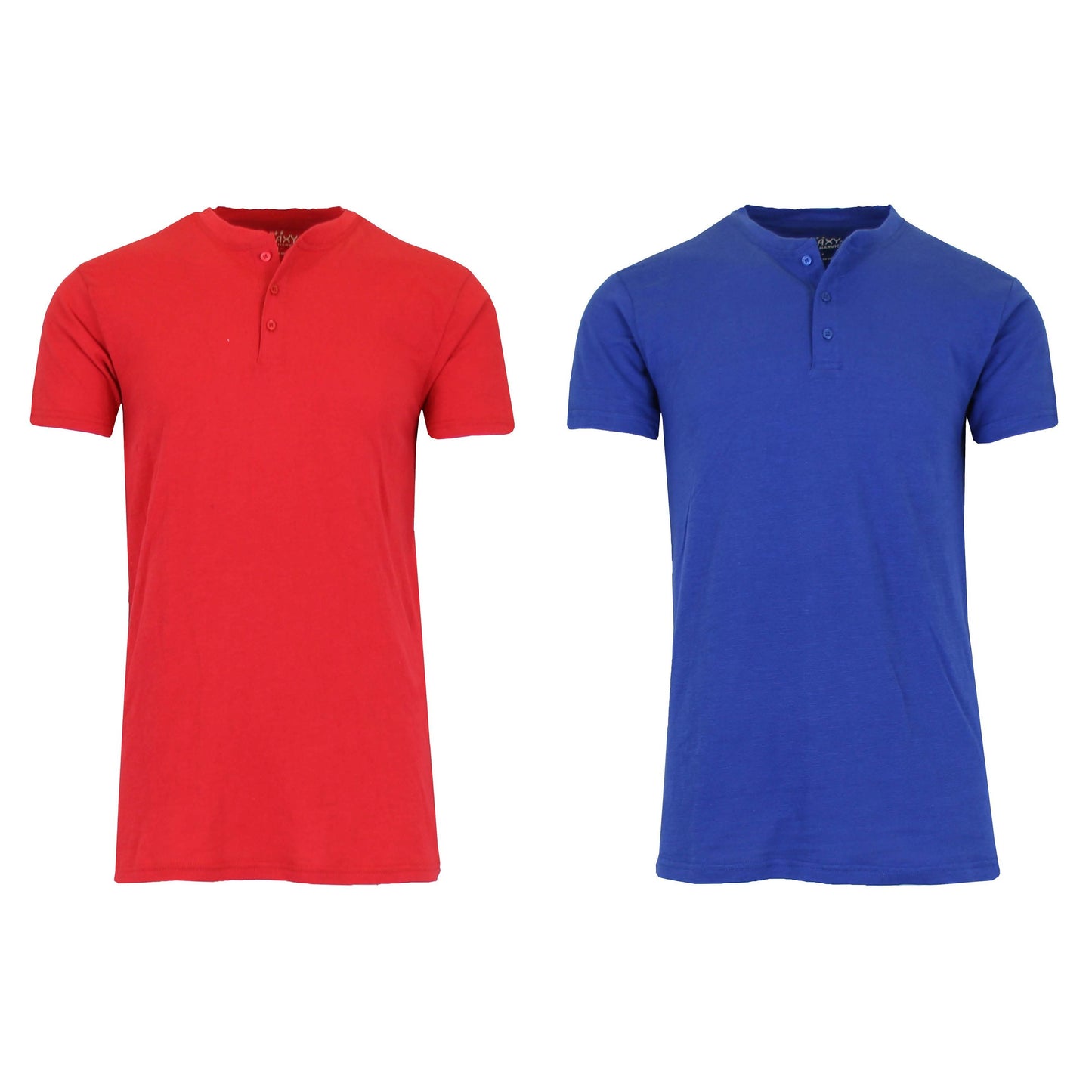 2er-Pack: Herren Slim Fit Kurzarm Henley Slub Tee