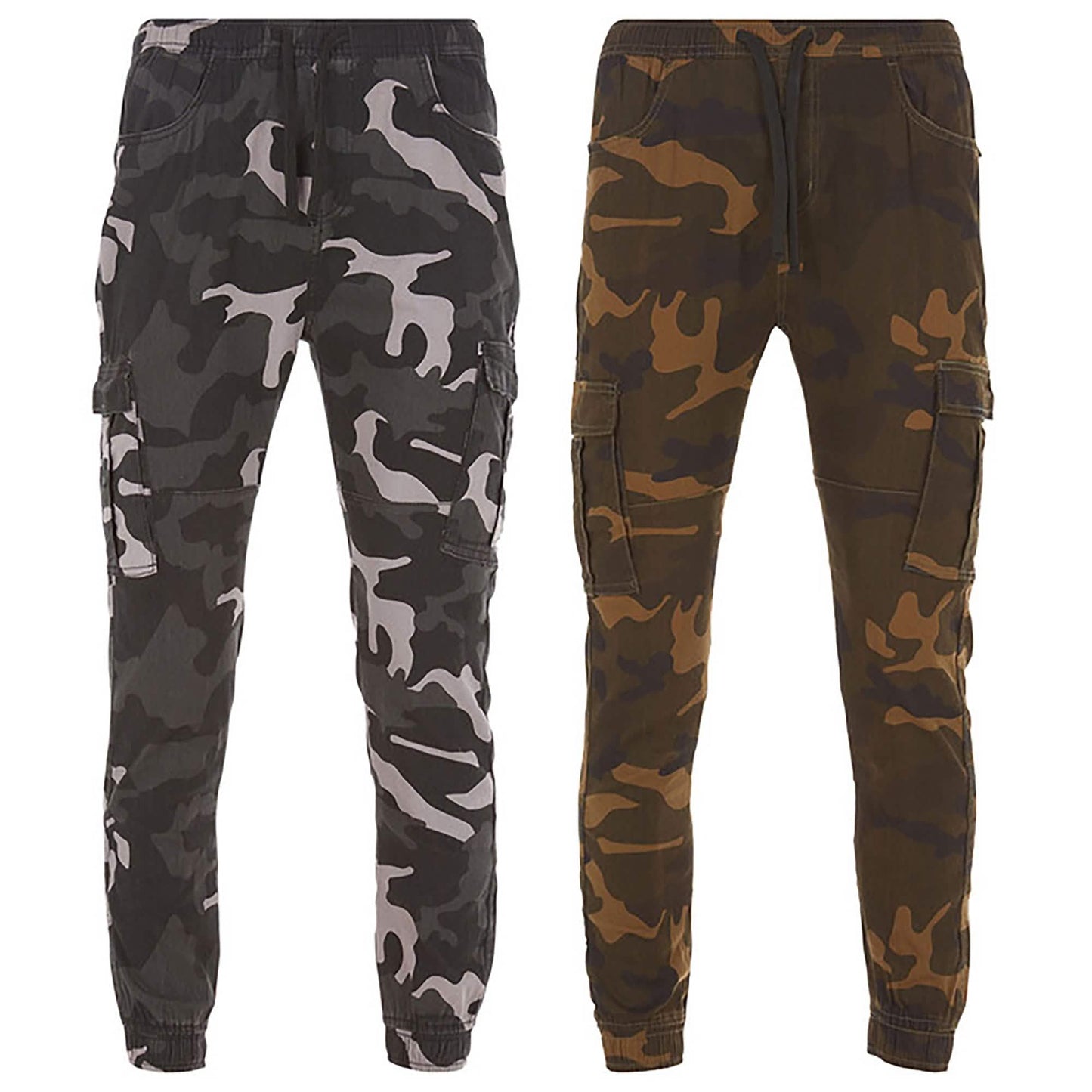 2er-Pack: Elastische Camo-Cargohosen für Herren
