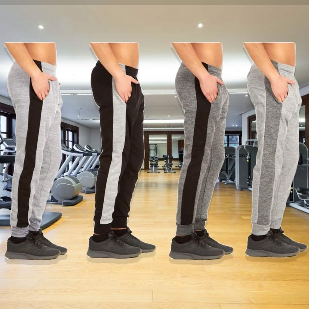 2er-Pack: Gestreifte Melange-Fleece-Jogginghose für Herren