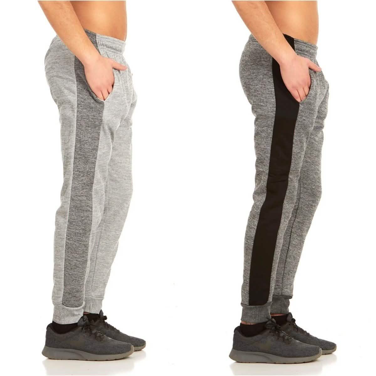 2er-Pack: Gestreifte Melange-Fleece-Jogginghose für Herren