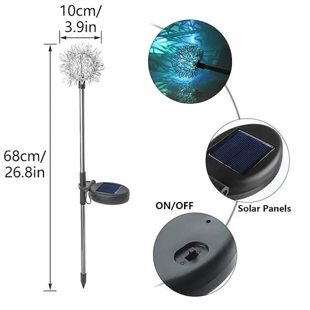 2er-Pack: Solar-Gartenleuchten Löwenzahn für den Außenbereich