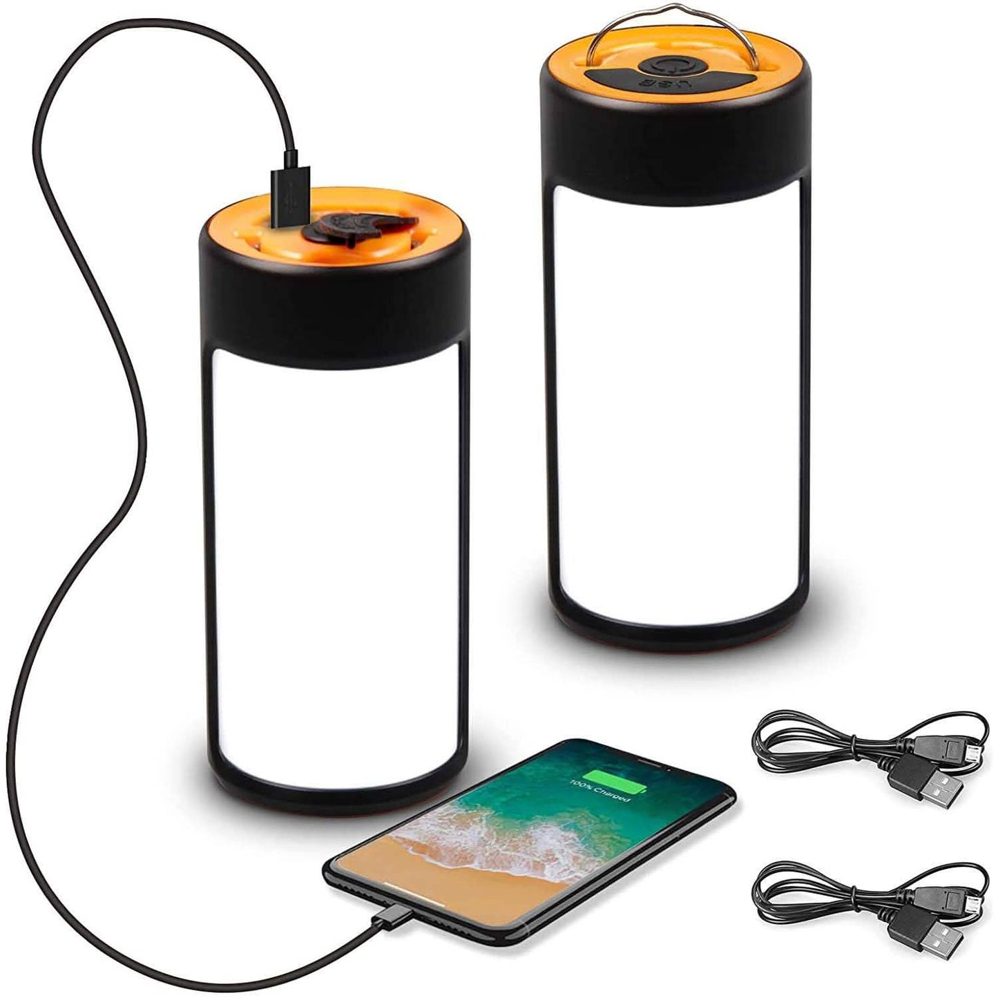 2er-Pack: Wiederaufladbare LED-Campinglaterne