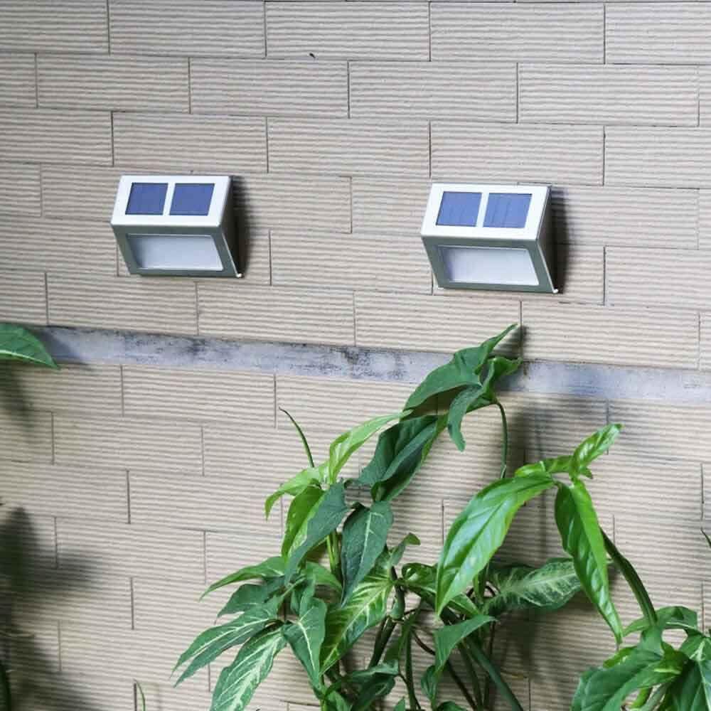 2er-Pack: Solarleuchte 2 LEDs Wandleuchte Wasserdichte Sicherheitsleuchte