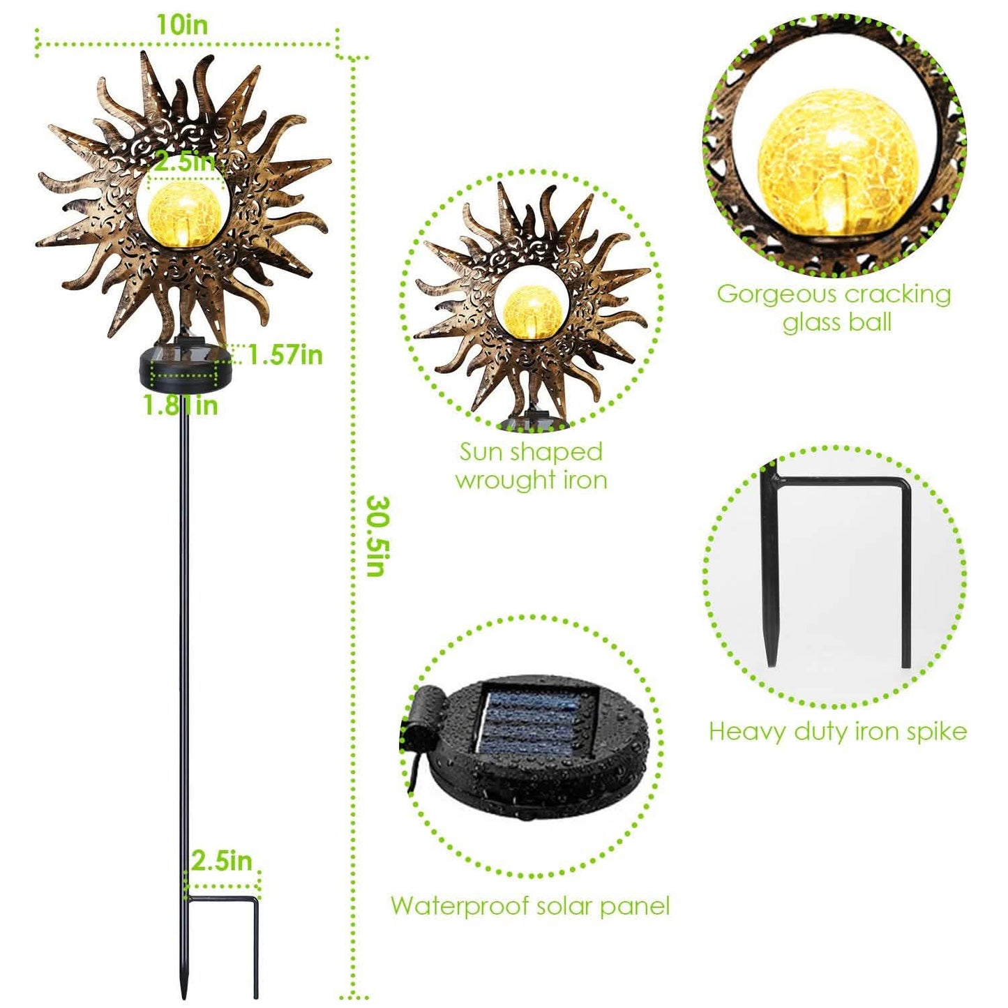 2er-Pack: Solar-Glaskugel-Erdspießleuchte