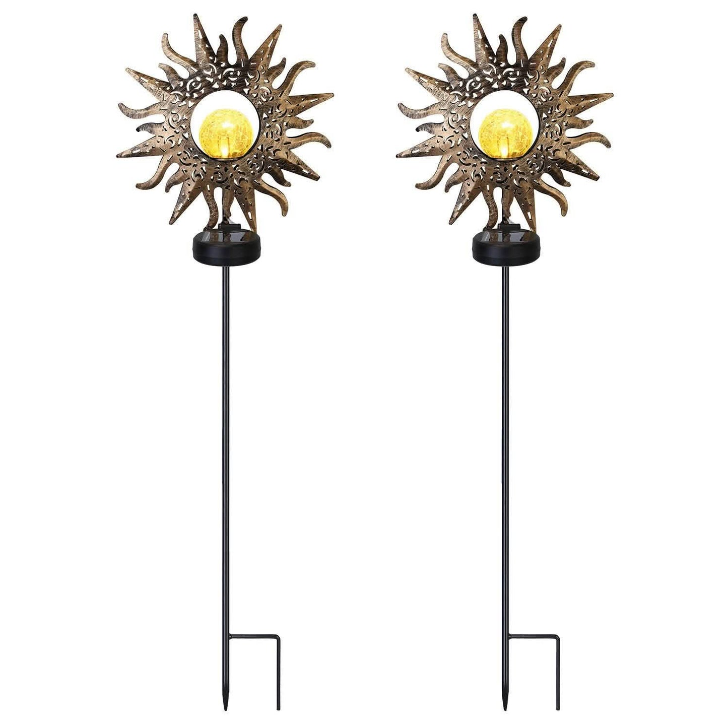 2er-Pack: Solar-Glaskugel-Erdspießleuchte