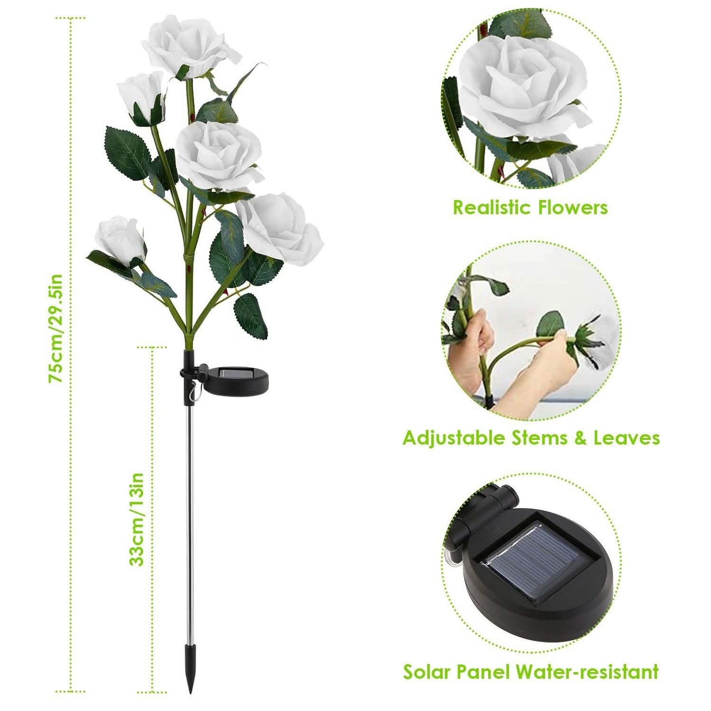 2er-Pack: Solarbetriebene Rosenblüten-LED-Dekoleuchte