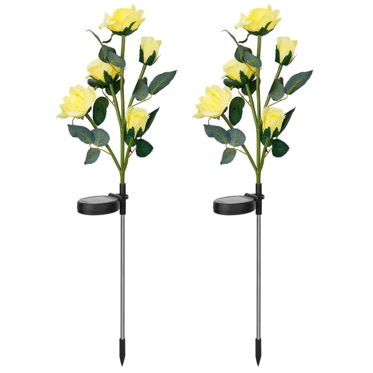 2er-Pack: Solarbetriebene Rosenblüten-LED-Dekoleuchte