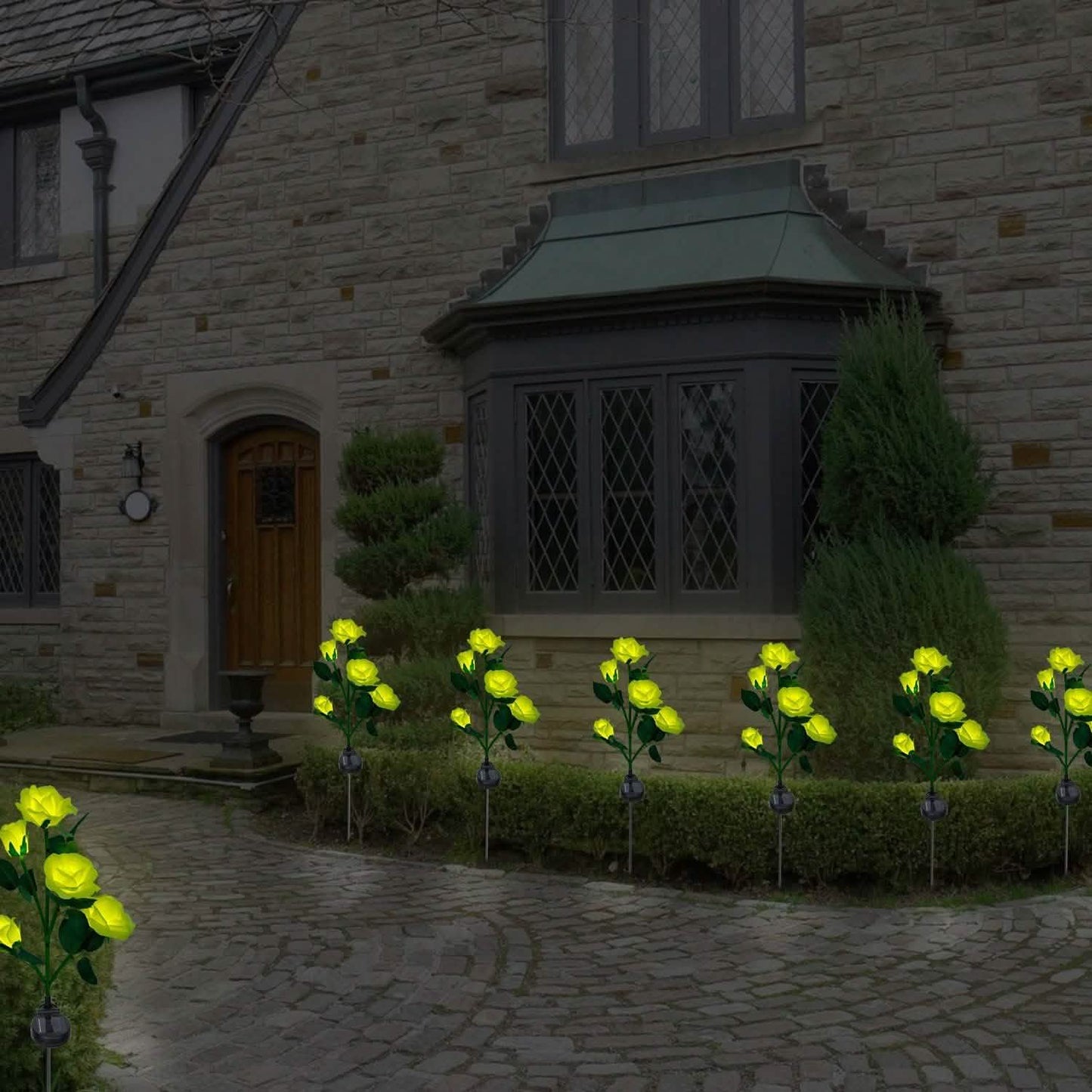 2er-Pack: Solarbetriebene Rosenblüten-LED-Dekoleuchte