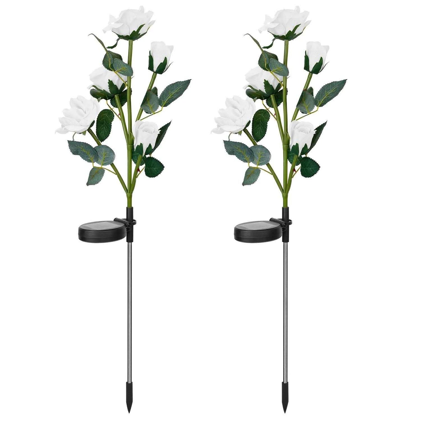 2er-Pack: Solarbetriebene Rosenblüten-LED-Dekoleuchte