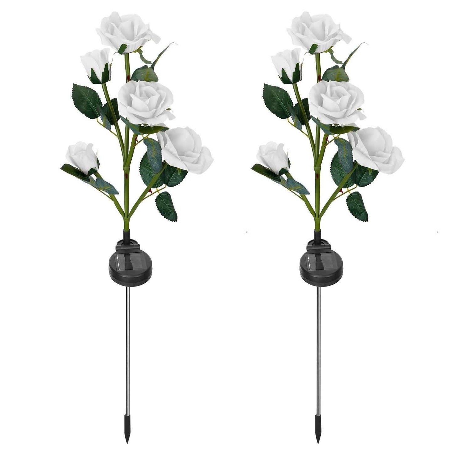 2er-Pack: Solarbetriebene Rosenblüten-LED-Dekoleuchte