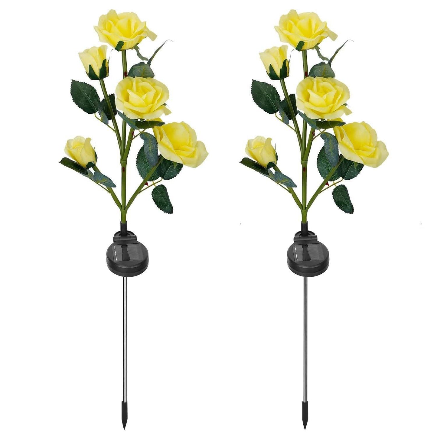 2er-Pack: Solarbetriebene Rosenblüten-LED-Dekoleuchte