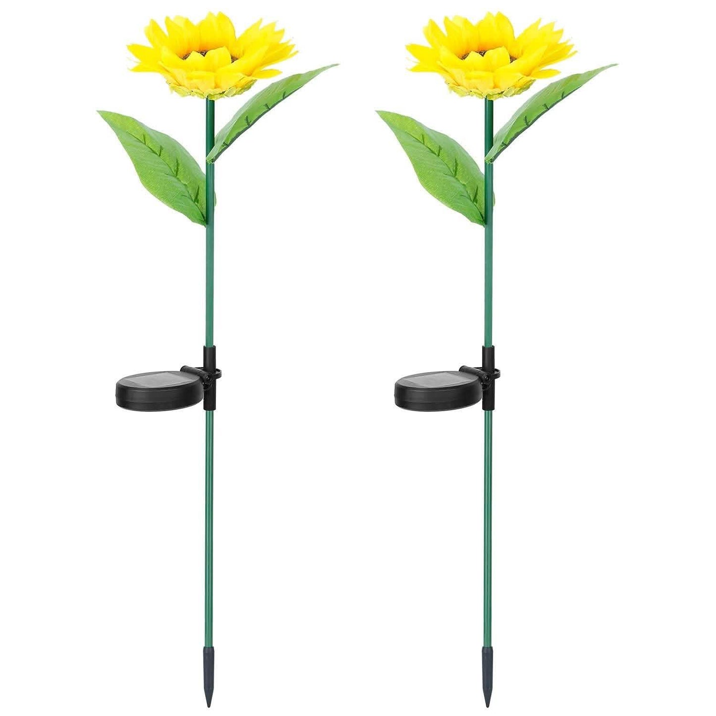 2er-Pack: Solarbetriebene Sonnenblumen-Lichter, LED-Dekorationsleuchte zum Einstecken