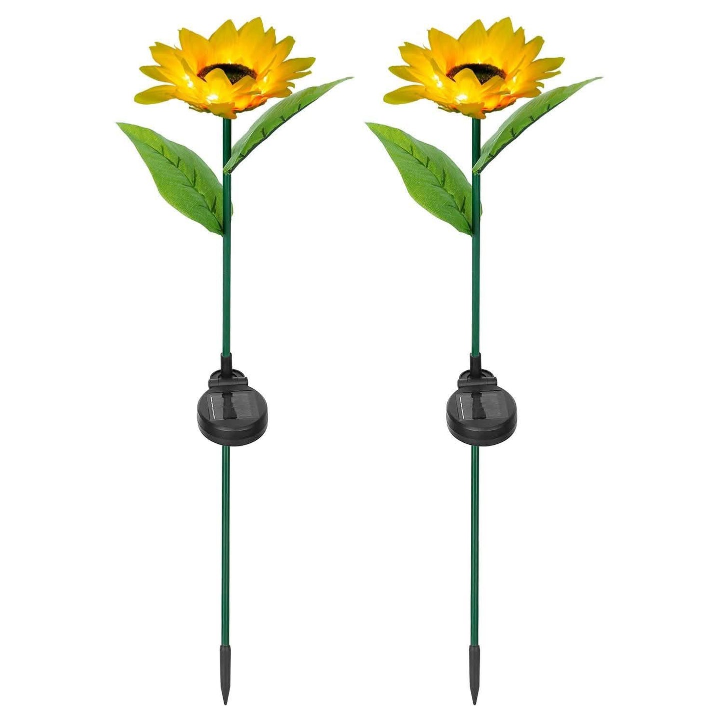2er-Pack: Solarbetriebene Sonnenblumen-Lichter, LED-Dekorationsleuchte zum Einstecken