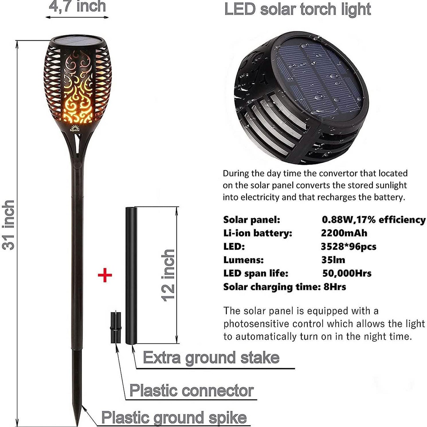 2er-Pack: Solar-Fackelleuchten für den Außenbereich
