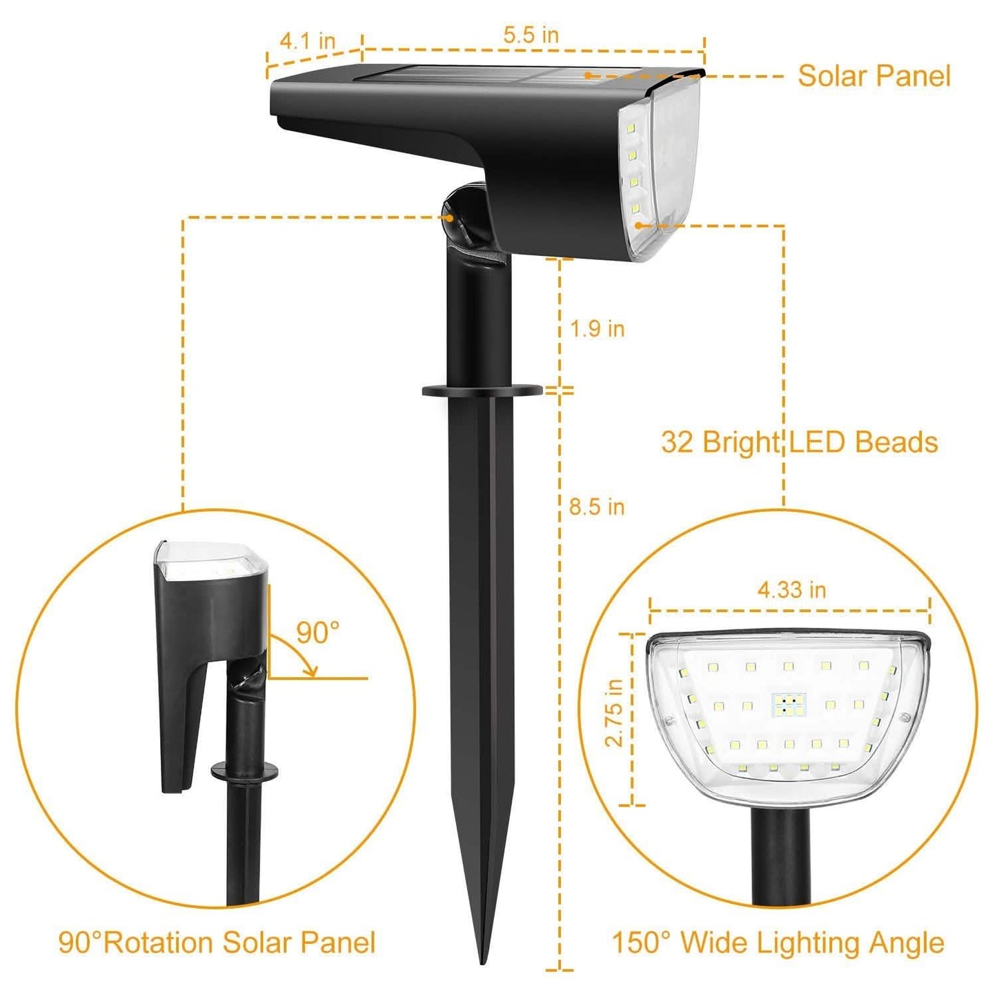 2er-Pack: Solarek 32 LEDs Solar-Gartenstrahler